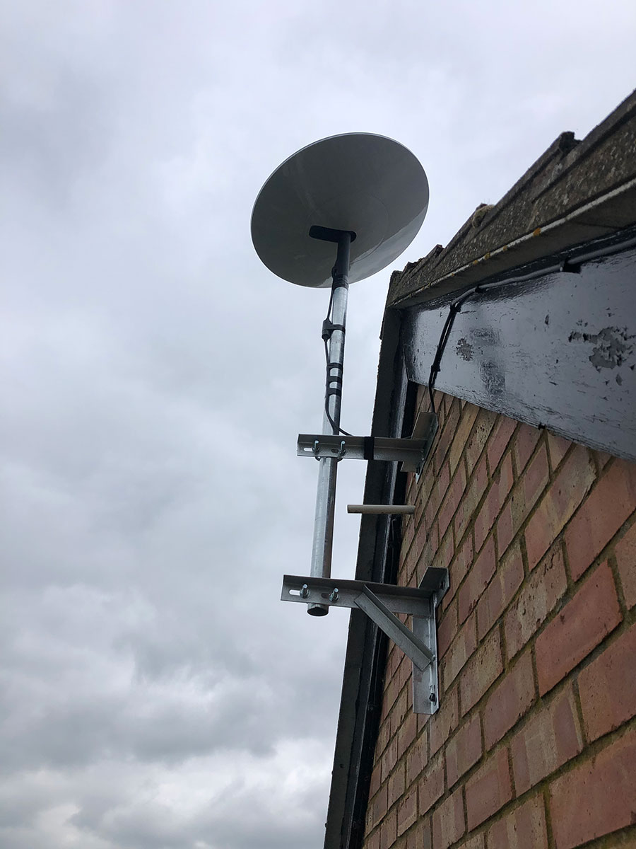Professional satellite installation using our own manufactured parts. Nottingham, UK